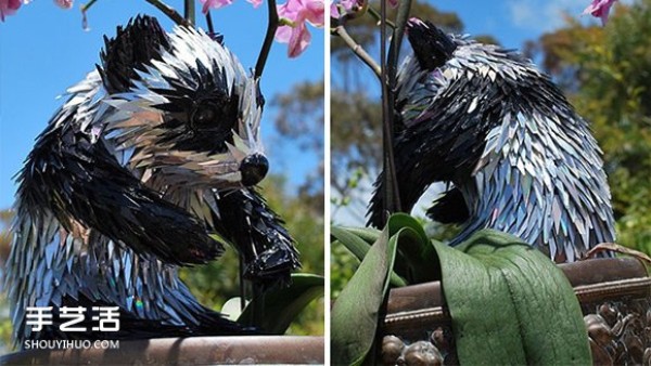 CD discs are turned into treasures to create various animal sculptures