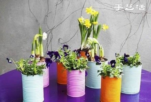 Milk powder cans are cleverly made with DIY handmade beautiful flower pots