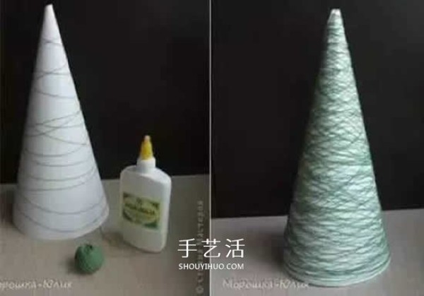 How to make a three-dimensional Christmas tree with wool and make a simple hollow Christmas tree