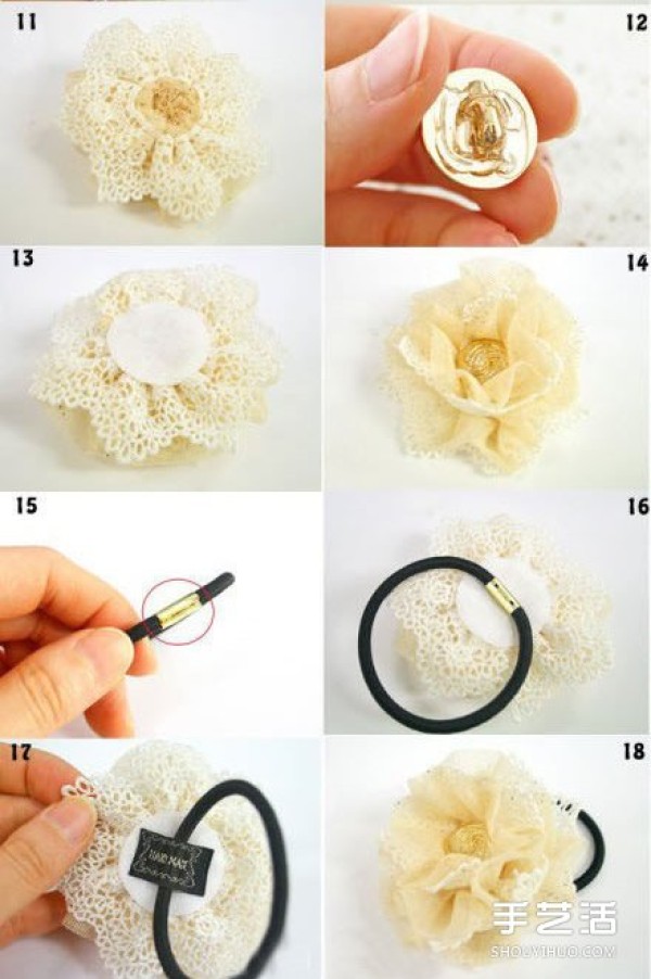 Mori girl style lace headband DIY lace cloth flower headband making tutorial