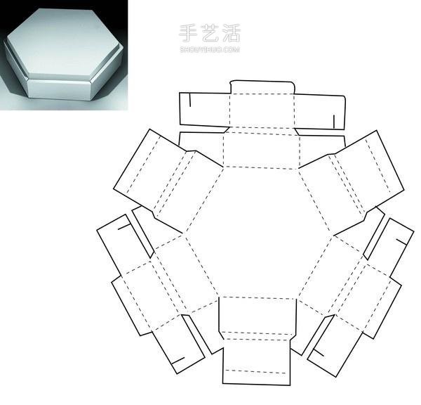 An expanded view of a storage box made from cardboard using a complete illustration of how to fold a storage box