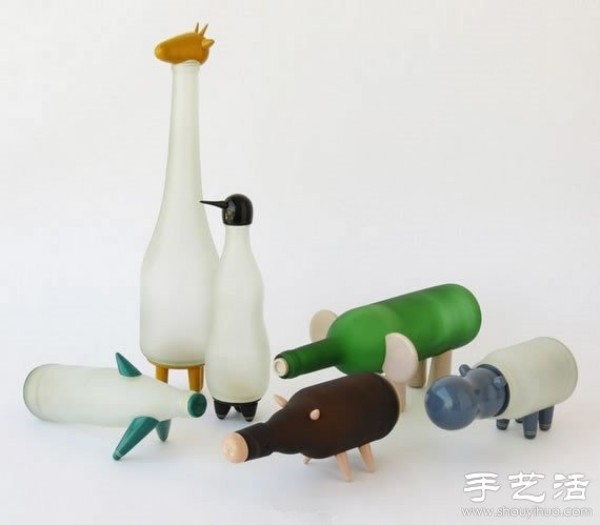 Glass bottles turned into treasures, handmade DIY funny animal table lamps