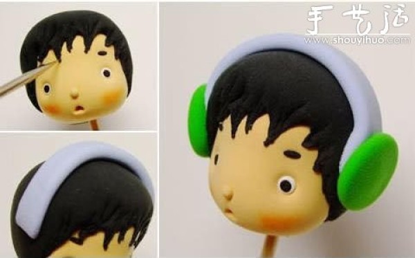 Handmade from soft clay: A very cartoony and cute little boy