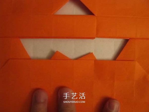 Origami illustration of three-dimensional jack-o