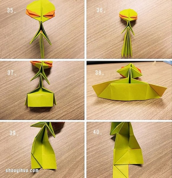 Origami Alien with illustrations and handmade origami alien tutorial