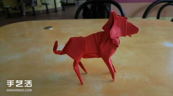 Super complex dog origami method illustrated with plastic surgery steps