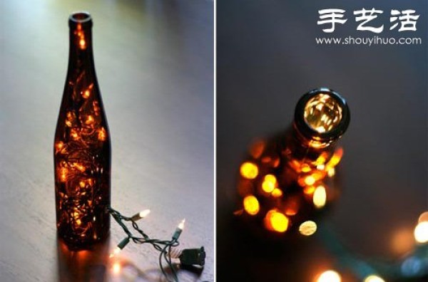 Glass bottles are turned into treasures, handmade romantic lamps