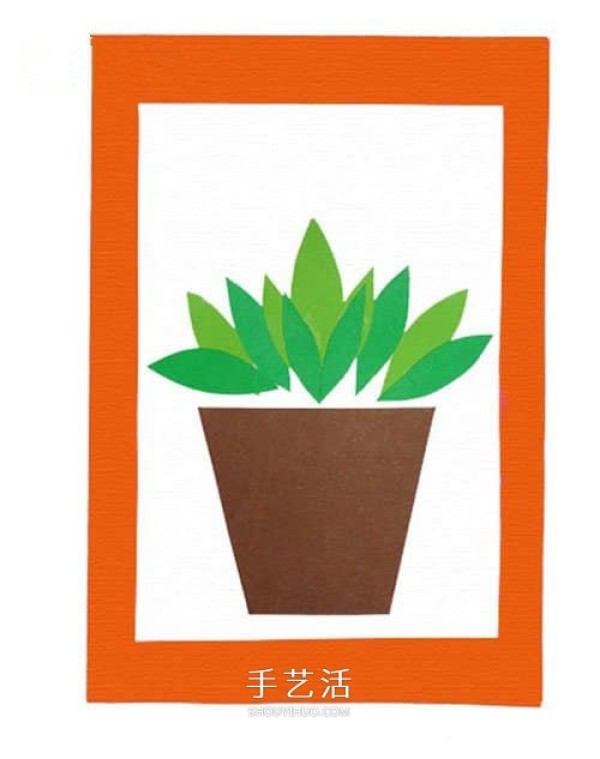 Send Mom a pot of flowers! Illustration of handmade Mothers Day greeting cards in kindergarten