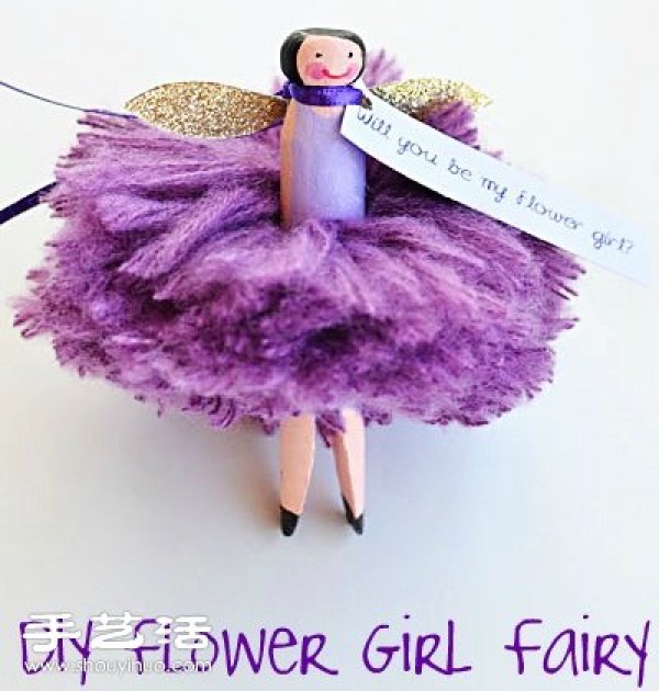 Wool + wooden clip DIY handmade flower fairy doll for wedding