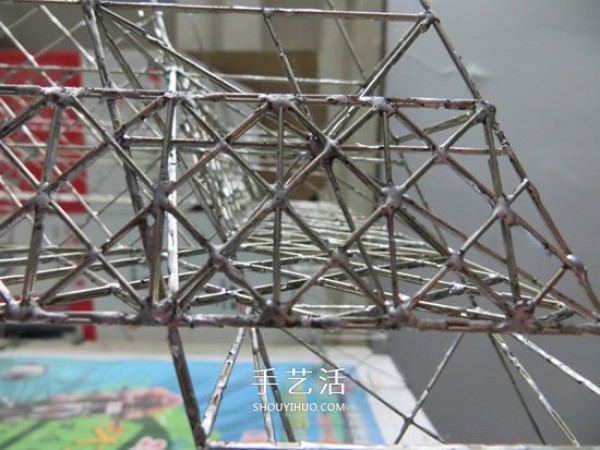 DIY pins to make a metal version of the Eiffel Tower model