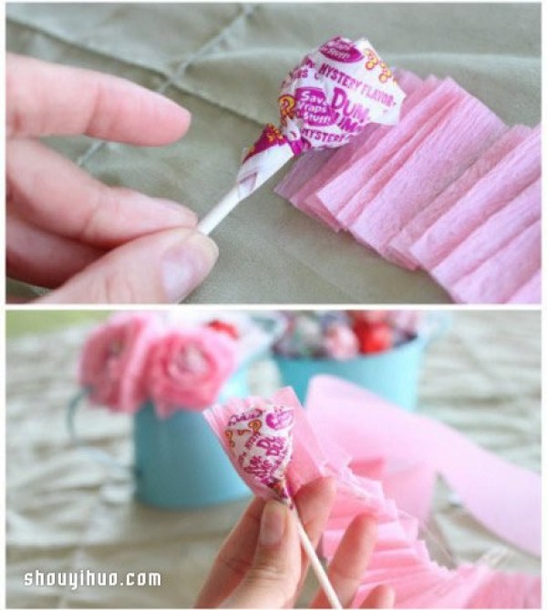 Illustration of how to fold crepe paper flowers, tutorial on how to make crepe paper flowers