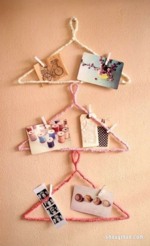 Old clothes drying rack transformed into DIY lightweight small items storage rack/photo wall