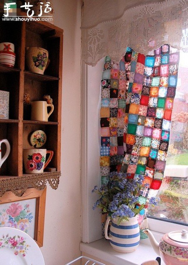 Sweet style handmade patchwork curtains