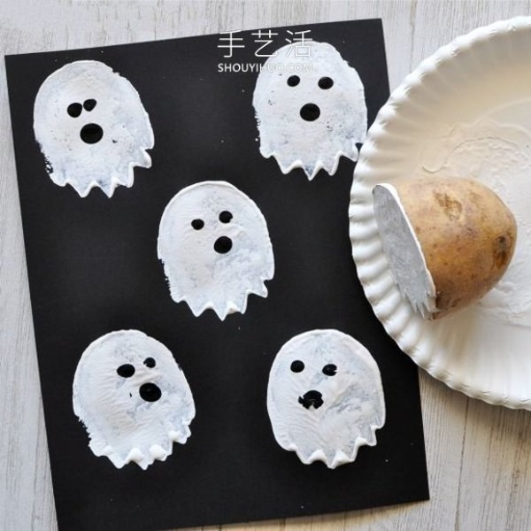 Potatoes have made great achievements! Handmade Halloween ghost cards for children