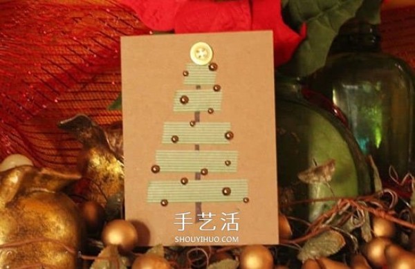 The simplest Christmas greeting card DIY to paste Christmas greeting cards using tape paper