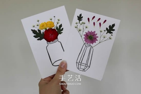 Homemade Mothers Day embossed cards Illustrated methods of using dried flowers to make greeting cards