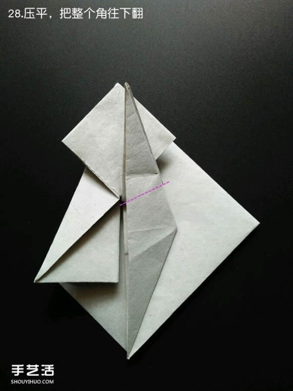 Super complex origami shark illustration, detailed steps for folding a three-dimensional shark