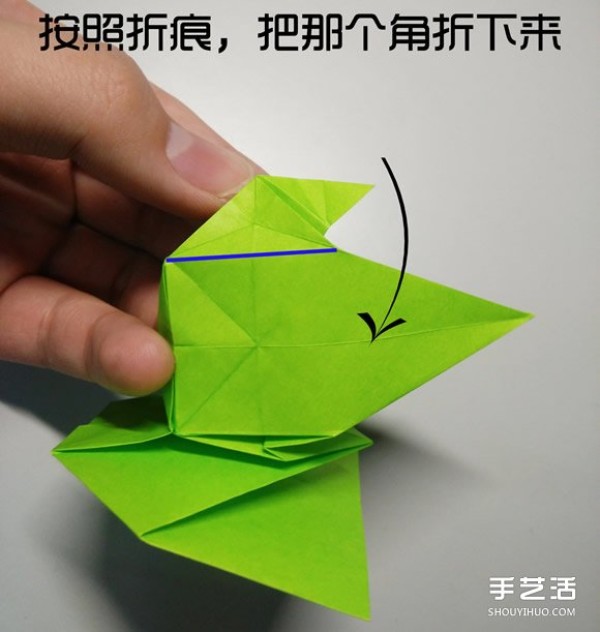 Three-dimensional duck origami step-by-step drawing and duck folding tutorial illustration