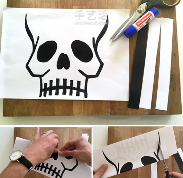 Tutorial on how to make handmade Halloween skull lanterns in kindergarten