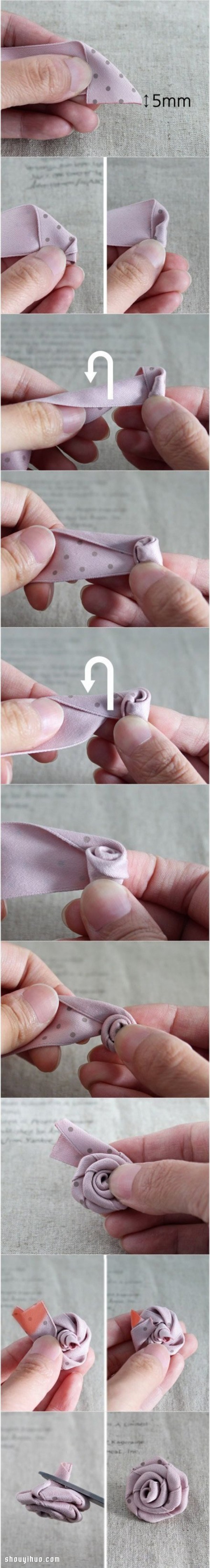 DIY Handmade Illustrated Tutorial for Silk Ribbon and Rose Hair Ropes and Hair Accessories