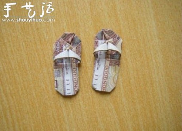 How to make paper money origami slippers