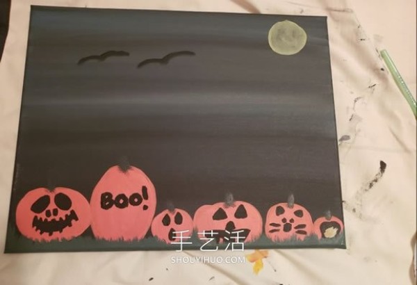 An illustrated tutorial on how to paint Halloween decorative paintings yourself