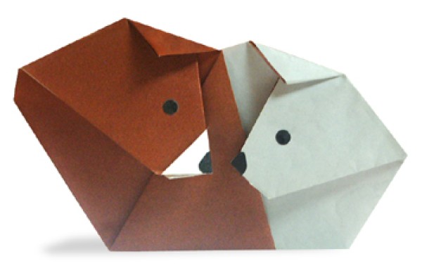 How to make origami dogs snuggle up together