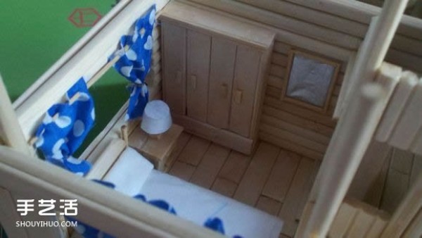 Disposable chopsticks are used to hand-make a life-like villa model, the steps are complete! 