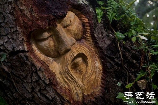 The fusion of tree carving sculpture art and nature