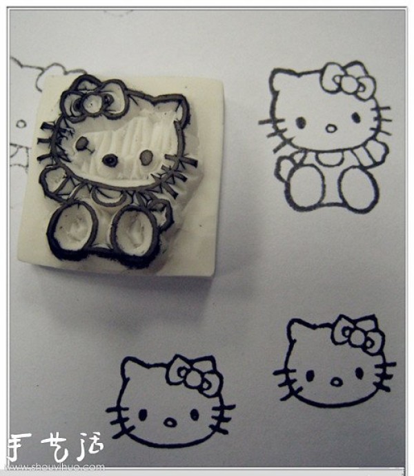 Hello Kitty rubber stamp hand-making tutorial