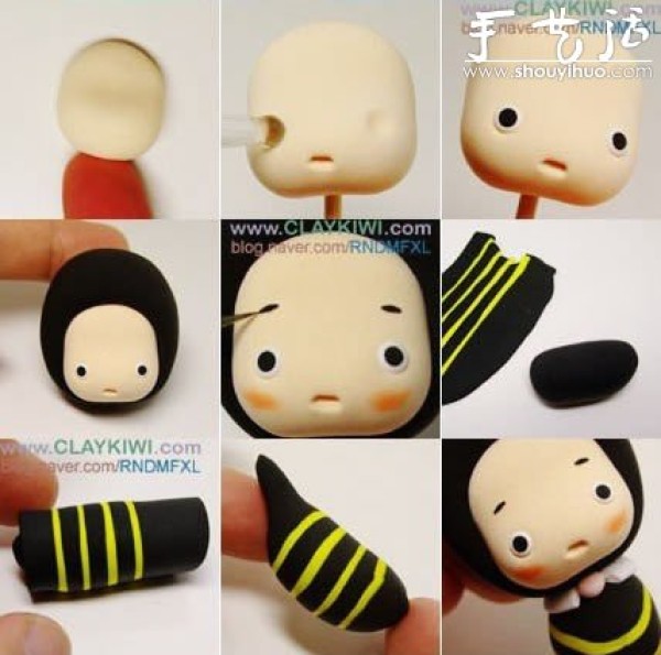 Tutorial on making cute bees from polymer clay