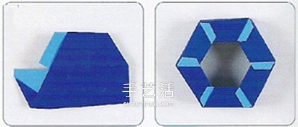 The folding diagram of the hexagonal paper box includes the box body, lid and bottom