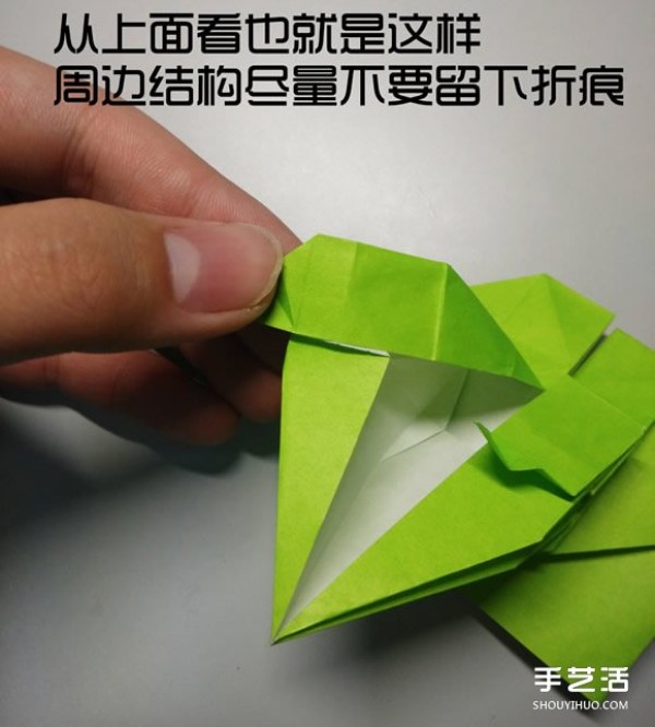 Three-dimensional duck origami step-by-step drawing and duck folding tutorial illustration