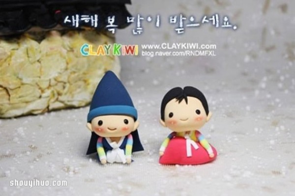 Illustrated tutorial on making a cute girl wearing Korean clothes from clay