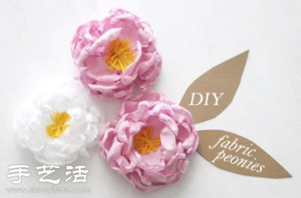 Chiffon + wool handmade fabric peony flower