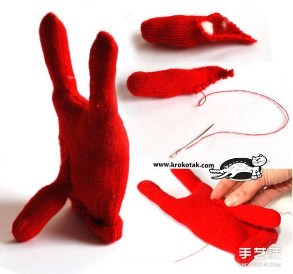 Steps in the process of making glove dolls. How to make glove dolls.Illustration of the method