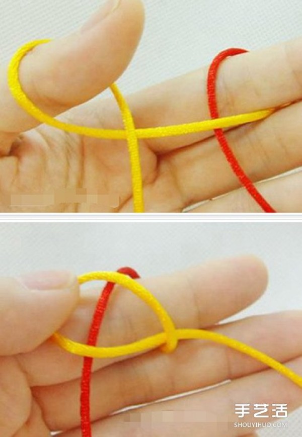 The braiding method of a two-color ring illustrates the simple method of braiding a ring with two strands of rope