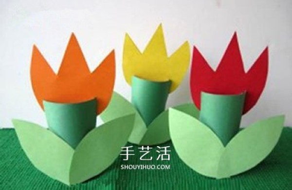 The simplest handmade tulip flowers are also suitable for kindergarten classes