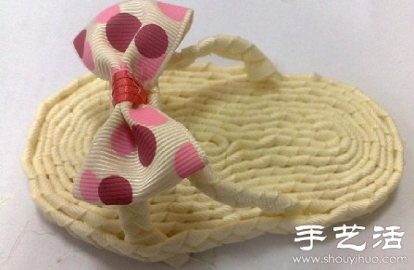 Silk ribbon + hot melt glue handmade cute home slippers