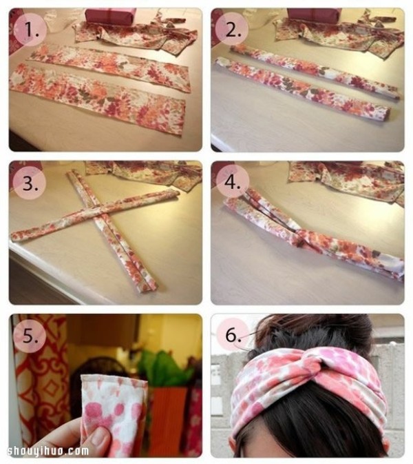 DIY handmade illustrated tutorial on simple and easy fabric hairbands