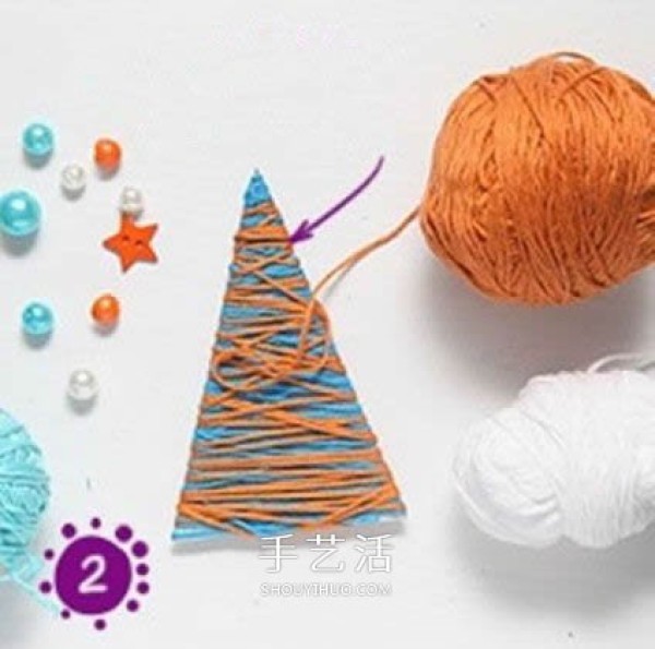 The simplest Christmas tree method for children to make a woolen Christmas tree by hand