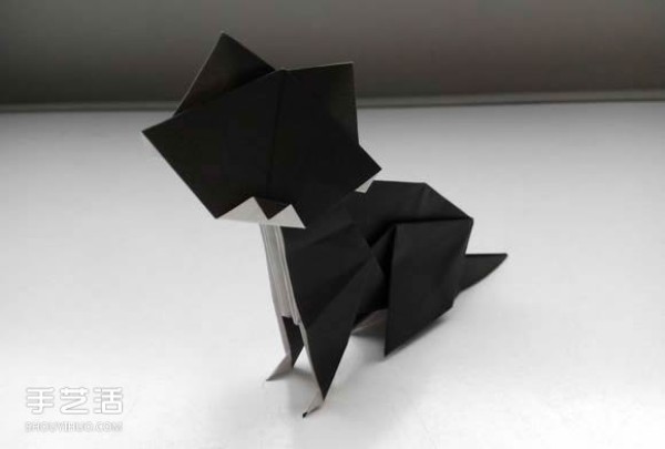 Cute 3D Origami Cat Illustration of Handmade Cat Origami Steps