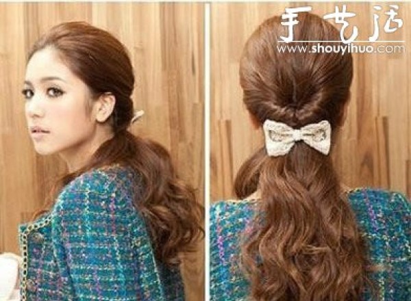 Pictures teach you how to tie a beautiful ponytail