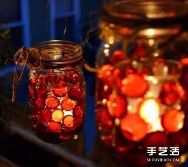 Use glass jar waste to hand-make Valentines Day romantic candle holder night light