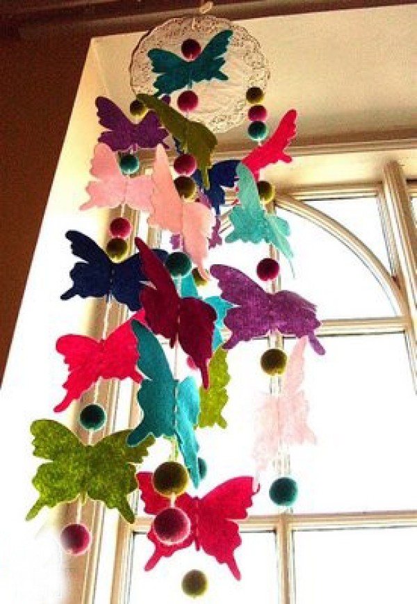 Felt cloth DIY to make butterfly-shaped home hanging ornaments