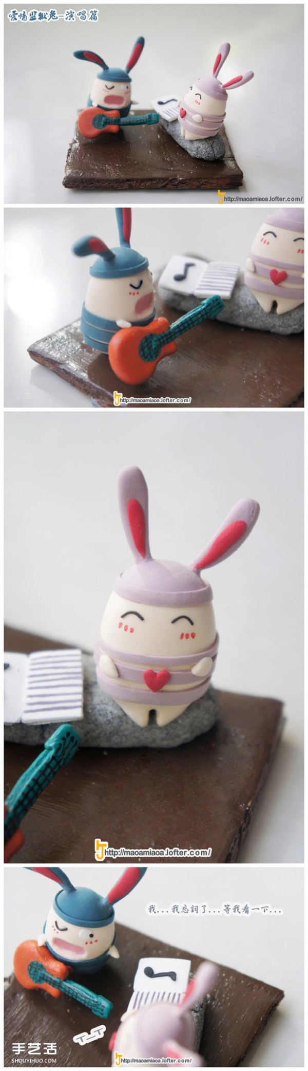 Cute bunny doll clay DIY love prison rabbit clay production