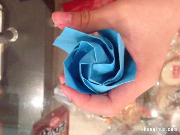 Ultra-detailed origami rose flower illustration