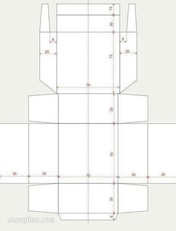 Tutorial on the folding method of a handmade mooncake box with an unfolded picture of the mooncake box