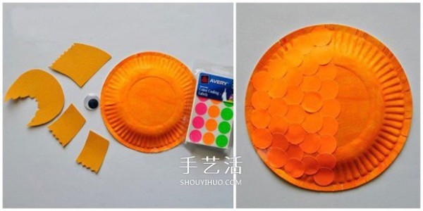 A simple and fun way to use waste to make handmade goldfish from paper plates