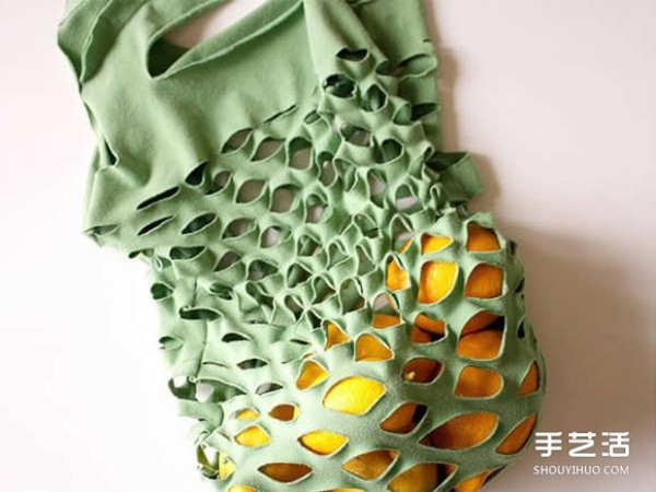 How to transform old T-shirts into mesh bags, DIY mesh bag making tutorial